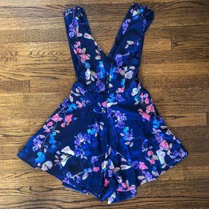 Hello Molly Navy Floral Deep V Romper